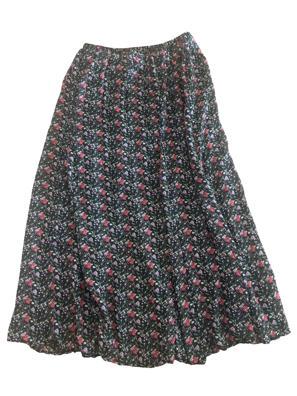 Apostrophe Black A-Line Maxi Floral Chiffon Cottagecore Boho 90’s skirt Large - Picture 6 of 7